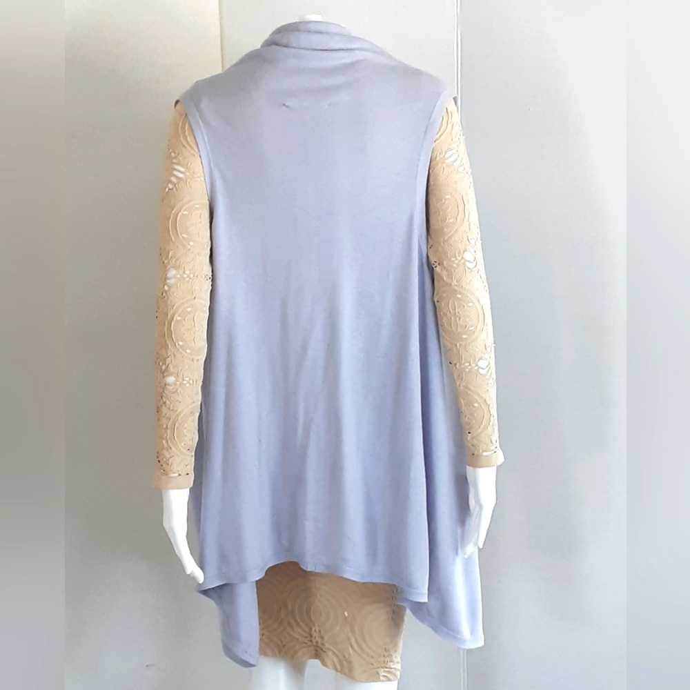 COLDWATER CREEK Periwinkle Open Front Waterfall Cardigan Vest Sz OS